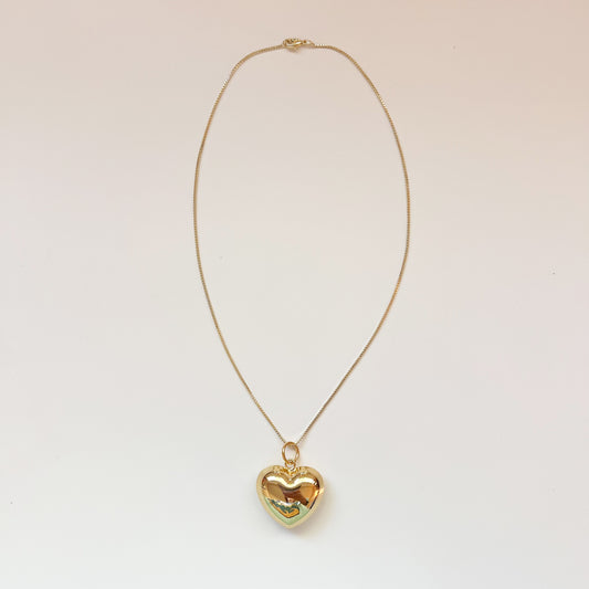 Gold Filled Puffy Heart Necklace