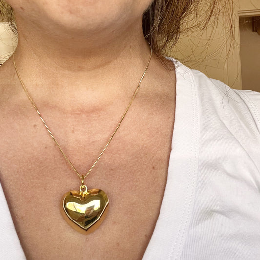 Gold Filled Puffy Heart Necklace